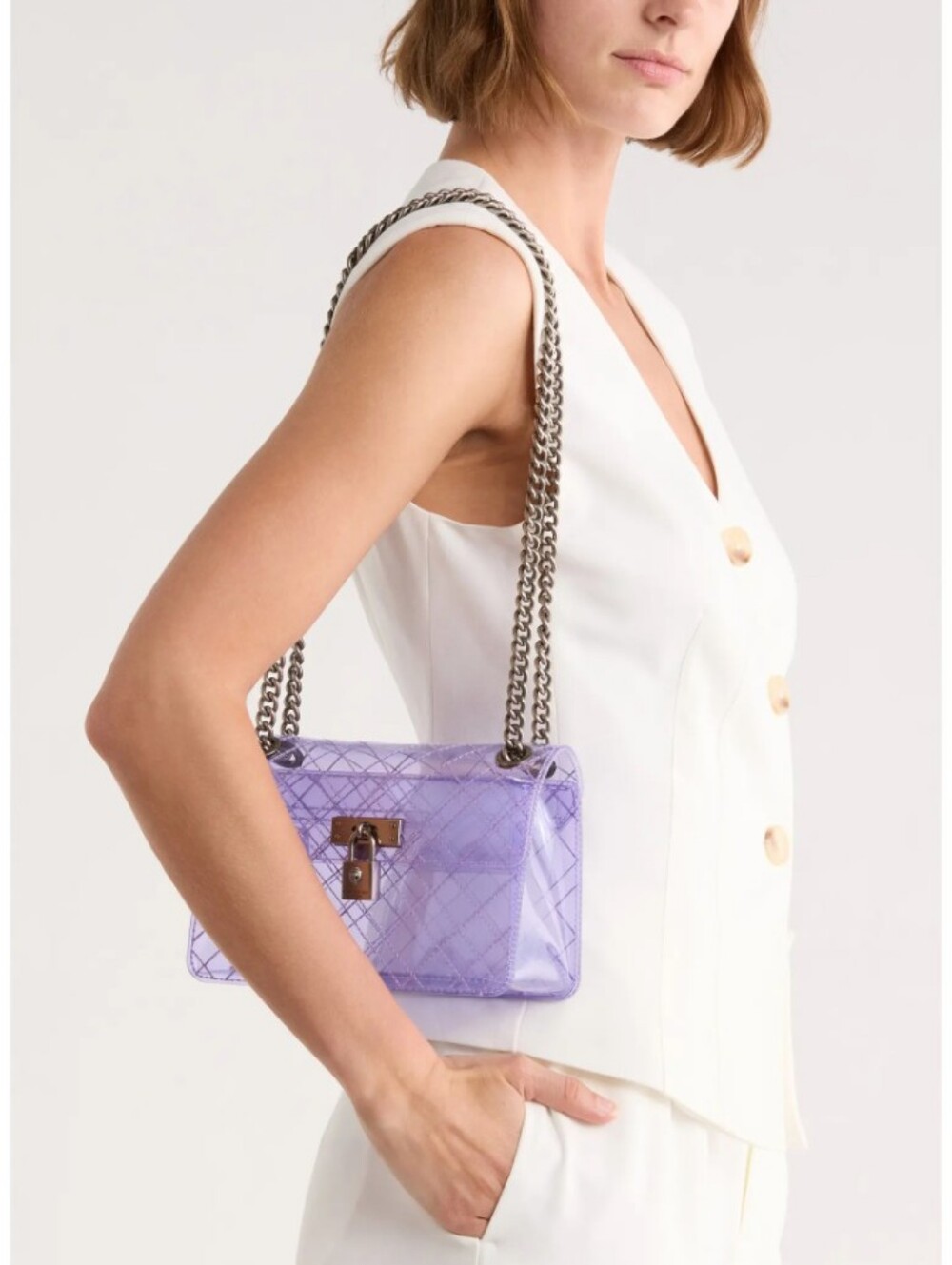 Kurt Geiger-Mini Braxton Clear Crossbody Bag (Light Purple 💜)